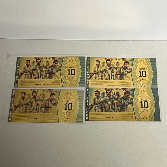 5 Lionel Messi Gold Foil Argentina Bank Note Notes Soccer Football Futbol #10 - Picture 6 of 10